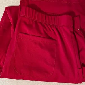 Red flare leg drawstring scrub pants NWT